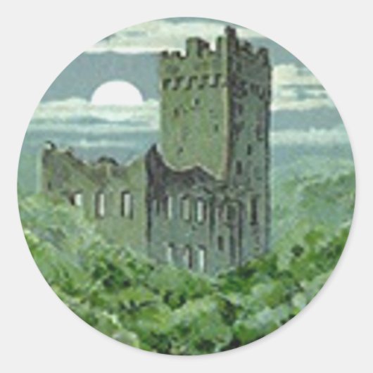 Groen Kasteel Blarney Ierland Ronde Sticker (Voorkant)