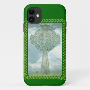Groen Keltisch Kruis En Wolken iPhone 11 Hoesje