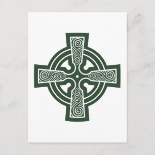 Groen Keltisch Kruis met Tris Engraving Briefkaart