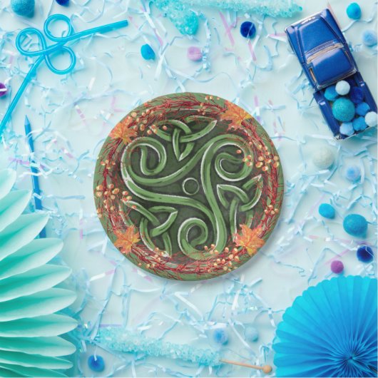 Groen Keltisch Triskelion Mabon Oogstfeest Papieren Bordje (Feest)