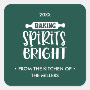 Groen Kerstbakkerijspiritjes, helder Vierkante Sticker