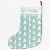 Groen kerstboompatroon met aangepaste naam kleine kerstsok (Achterkant)