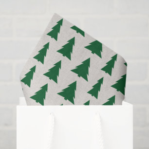 Groen kerstboompatroon op beige faux-textuur tissuepapier
