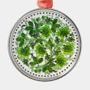 Groen kerstcadeautje met glazen design feestdag metalen ornament