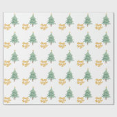 Groen kerstfeestrondpatroon cadeaupapier (Vlak)