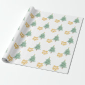 Groen kerstfeestrondpatroon cadeaupapier (Uitgerold)