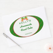 Groen Kerstmis voedseletiket Ovale Sticker (Envelop)