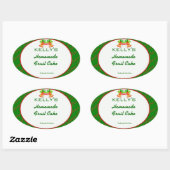 Groen Kerstmis voedseletiket Ovale Sticker (Vel)