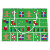 Groen kerstpatroon Grote cadeautas (Voorkant)