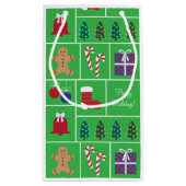 Groen kerstpatroon met kleine cadeautas (Achterkant)