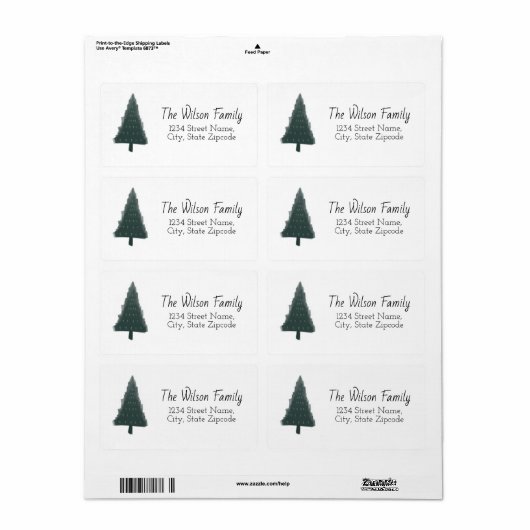 Groen kerstpine - Rendeletiket Etiket (Full Sheet)