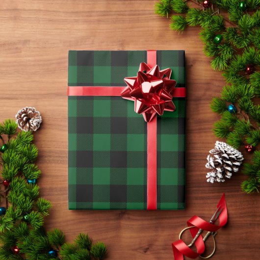 Groen kerstritssluitpapier met tartan cadeaupapier (Feestdagen Geschenken)