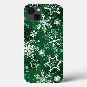 Groen kerstsneeuwvlokpatroon met tien taai xtreme iPhone 13 hoesje