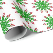 Groen kerstsnowflakes cadeaupapier (Rol Hoek)