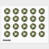 Groen kerstworstel ronde sticker (Vel)