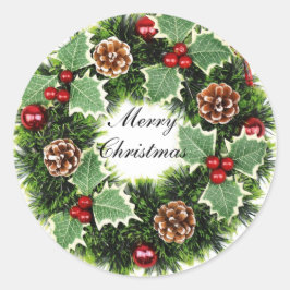 Groen kerstworstel ronde sticker