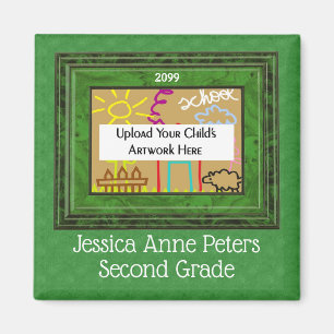 Groen Kinder schooljaar met foto Magneet