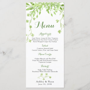 Groen Klaver Bloemen Bruiloft Menu