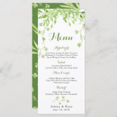Groen Klaver Bloemen Bruiloft Menu (Voorkant / Achterkant)
