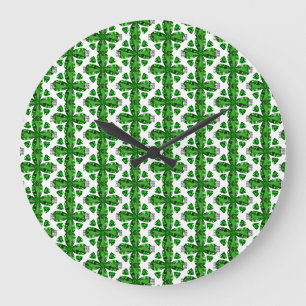 Groen klaverpatroon grote klok