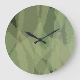 Groen, koel, trendy waterverf abstract patroon grote klok