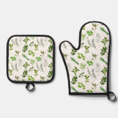 Groen koken Culinaire Tuin Kruiden Koken Ovenwant & Pannenlap Set (Voorkant)