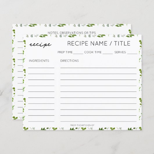 Groen koken Culinaire tuin kruiden recept (Voorkant / Achterkant)