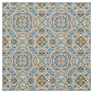 Groen koraal Oranje blauw balkpatroon Stof