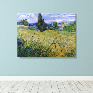 Groen korenveld met cipres door Vincent van Gogh Canvas Afdruk