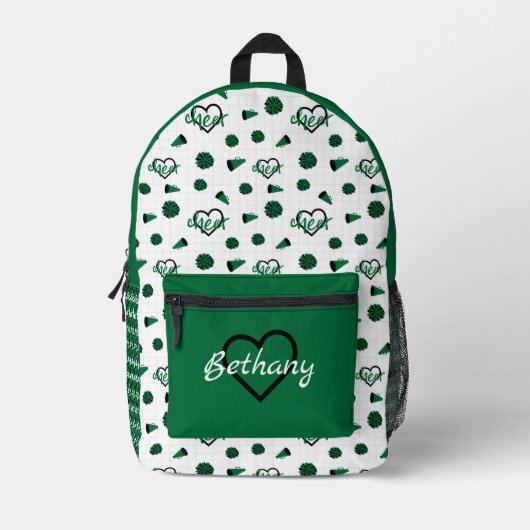 Groen kronkelharten, pom Poms, Megaphone Pattern Bedrukte Rugzak (Voorkant)