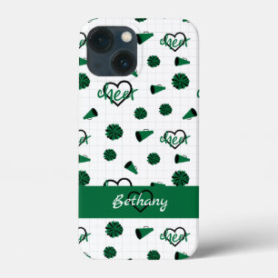 Groen kronkelharten, pom Poms, Megaphone Pattern iPhone 13 Mini Hoesje