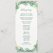 groen laat bladeren loof bruiloft programma's (Achterkant)