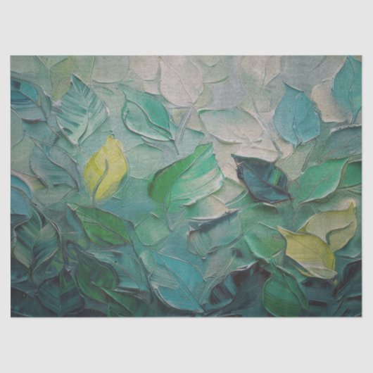 Groen laat getextureerd decoupage papier (Voorkant)