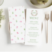 groen laat roze bloemen monogram bruiloft menu