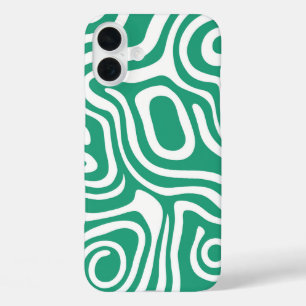 Groen labyrint grafisch patroon iPhone 16 plus hoesje