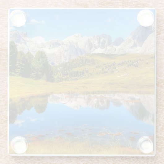 Groen landschap met het Pond- en Snowy-gebergte Glazen Onderzetter (Achterkant)
