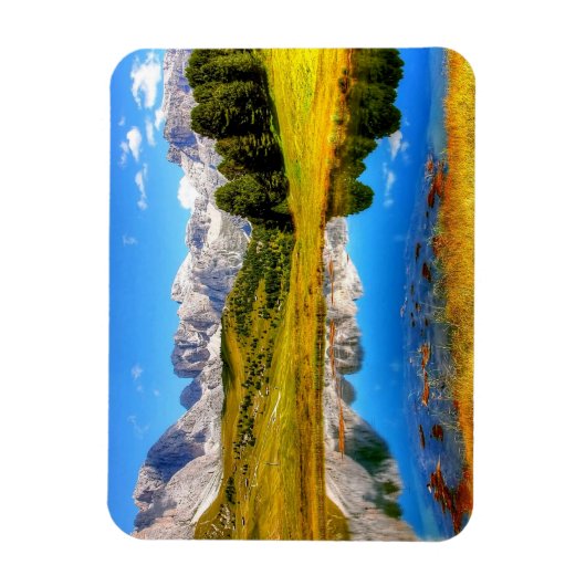 Groen landschap met het Pond- en Snowy-gebergte Magneet (Verticaal)