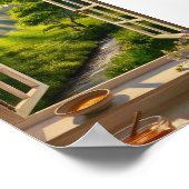 groen landschap Warm zonlicht digitale download ku Poster (Hoek)