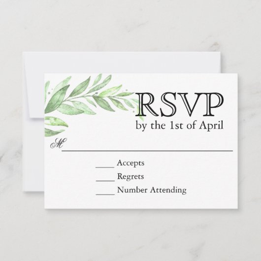 Groen Laurel Wreath Bruiloft RSVP (Voorkant)