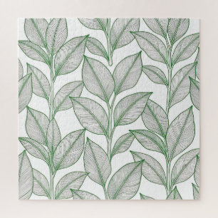 Groen Lauriersblad Botanisch Patroon Legpuzzel