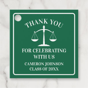Groen Law School Graduation Party gepersonaliseerd Bedankjes Labels