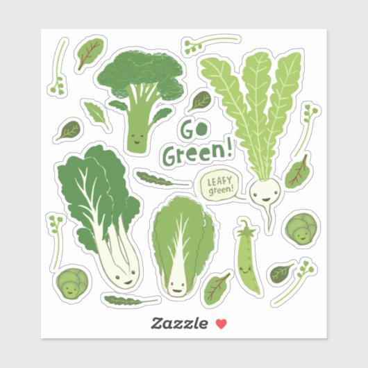 Groen! Leafy Green Veggies Garden Vegetables Sticker (Vel)