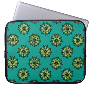 Groen leder en vlakker naadloze patroonachtergrond laptop sleeve