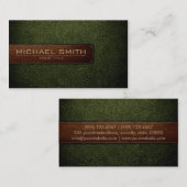 Groen leder voor professioneel leger visitekaartje (Voorkant / Achterkant)