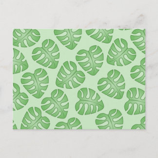 Groen lederen patroon, Monstera Leaves. Briefkaart
