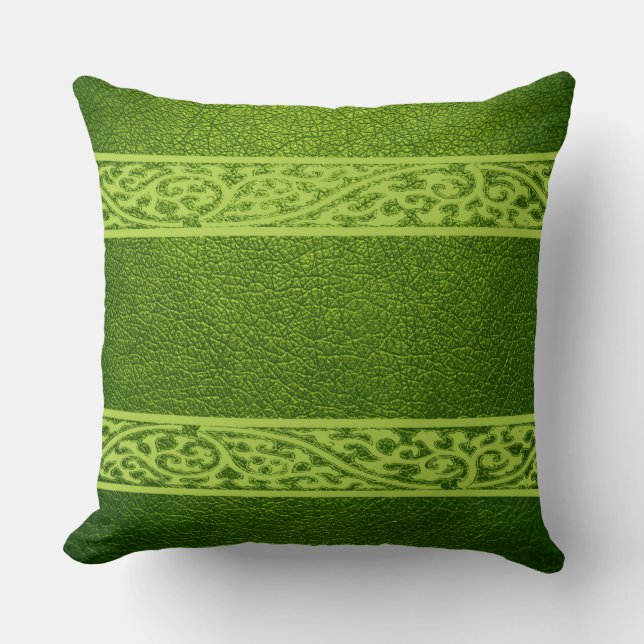 Groen Leer Kussen (Voorkant)