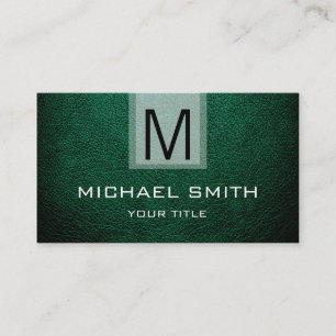 Groen Leer Textuur Monogram Visitekaartje