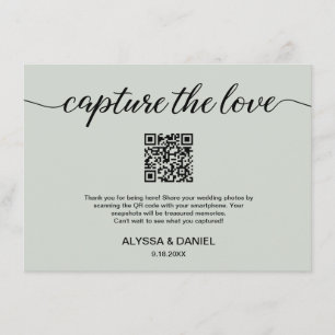 Groen Leg de liefde QR code bruiloft foto share va Informatiekaartje