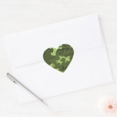 Groen leger camouflage ontwerp hart sticker (Envelop)