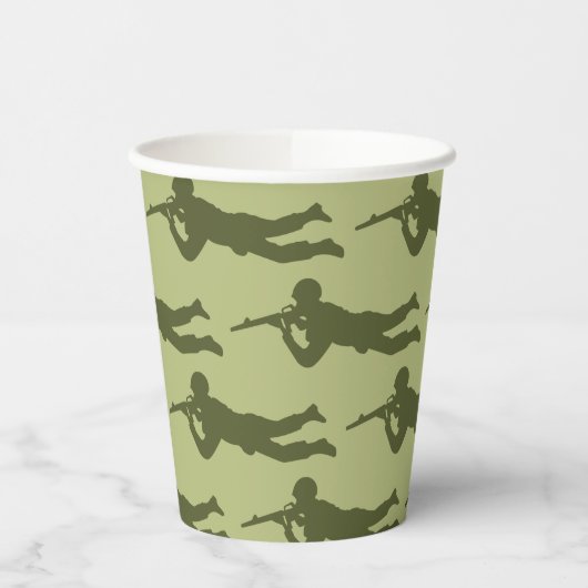 Groen Leger Man Sniper Pose Papieren Bekers (Links)